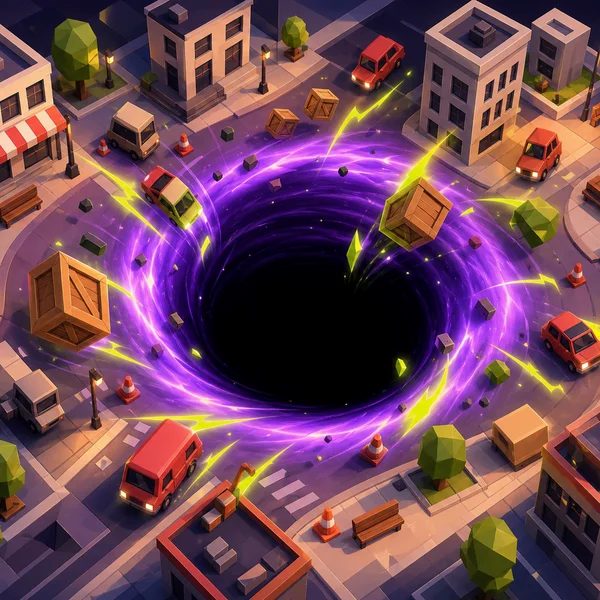 3D Hole SOL - 도시를 삼키는 무료 웹 아케이드 게임