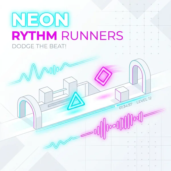 네온 비트 조작 반응속도 도지 (Neon Beat Dodge) - 클린 앤 미니멀 라이트 모드 리듬 아케이드