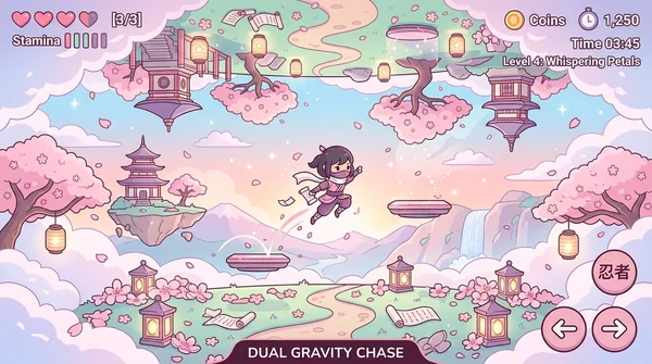 2D 이중 중력 닌자 스텔스 점프 (Dual Gravity Ninja) - 파스텔 힐링 아케이드