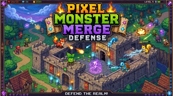 픽셀 몬스터 디펜스 (Pixel Monster Merge Defense) - 포켓 몬스터풍 픽셀 합성 마법 디펜스 웹게임