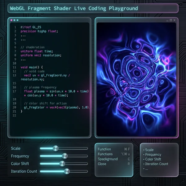 WebGL 프래그먼트 셰이더 실시간 코딩 플레이그라운드 - CYBER-SHADER STUDIO 썸네일